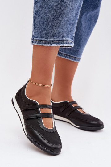 Ballerines pour femmes de style sportif avec des bandes couleur noire Farvessa 2