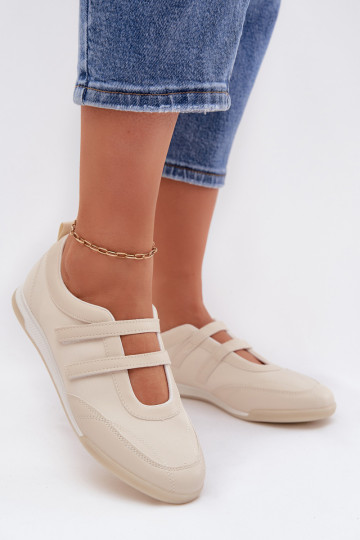 Sportliche Ballerinas für Damen mit Riemchen in Sand Farvessa