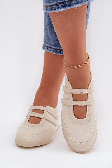 Ballerines beiges de style sportif avec des lanières Farvessa 2