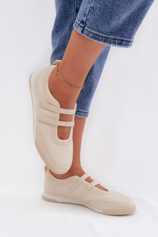 Sportlicher Stil Ballerinas Feminin mit Streifen Beige Farvessa