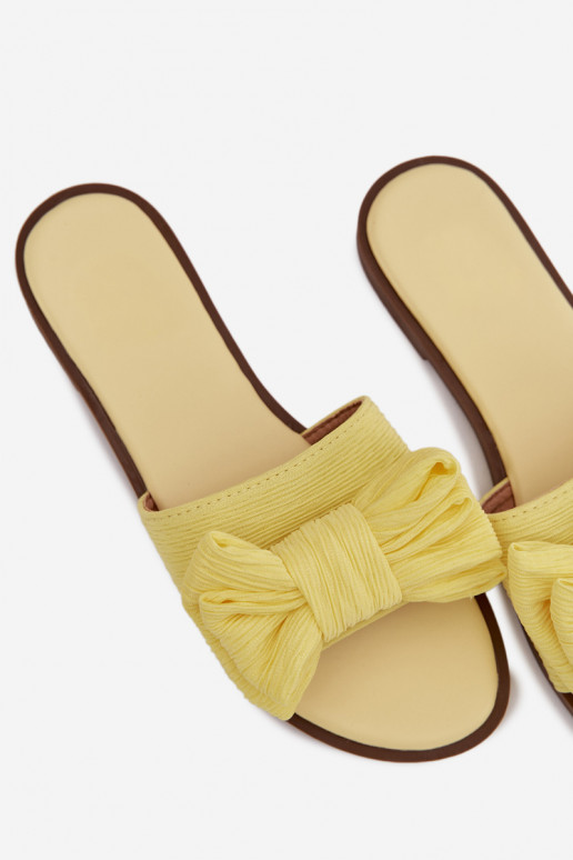 Chaussons pour femmes avec larges talons et nœuds couleur jaune Amivelle