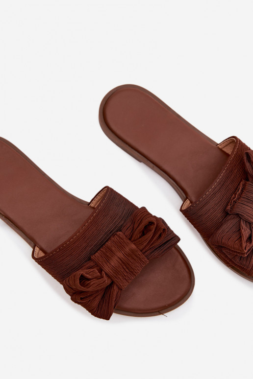 Mules à talons larges et nœuds, marron Amivelle