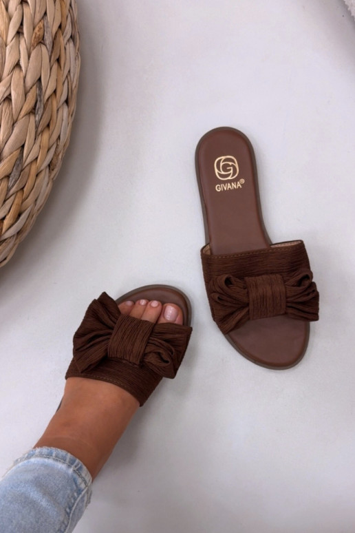 Mules à talons larges et nœuds, marron Amivelle