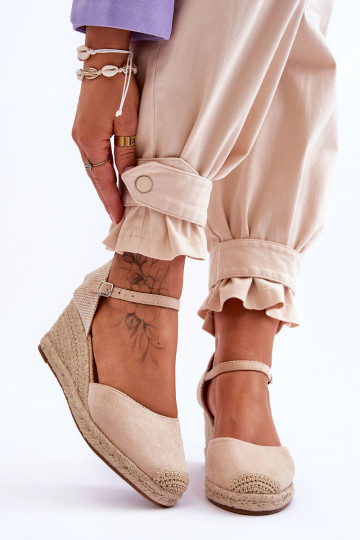 van suède sandalen espadrilles Op de INig beige Cammer
