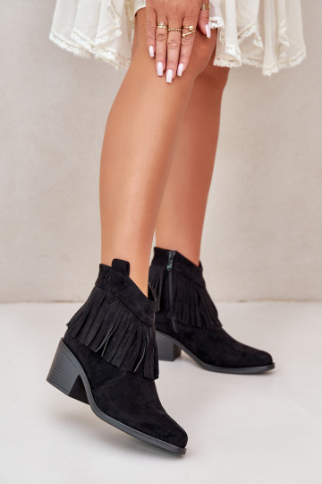 Stiefel im CoZuboy-Stil Feminin Zum Schloss aus Öko-INildlederoZue schZuarze Farbe S.Barski HY42-127