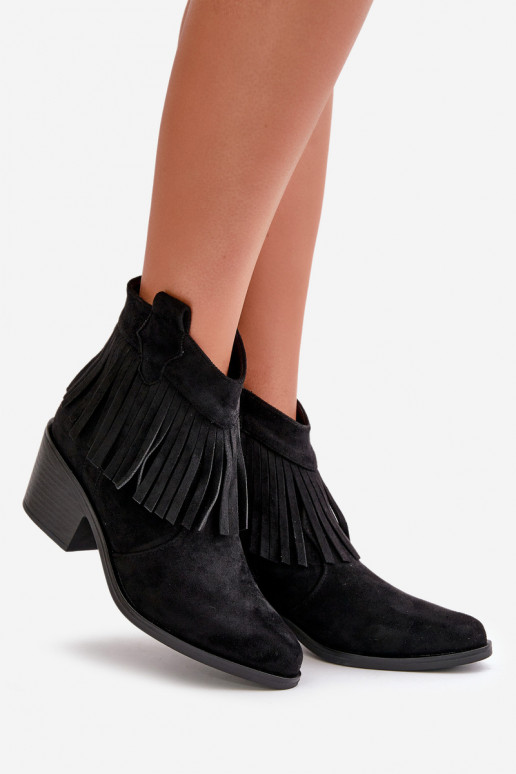 bottes style coÀboy Féminin Au Château en daim écologiqueoÀe couleur noire S.Barski HY42-127