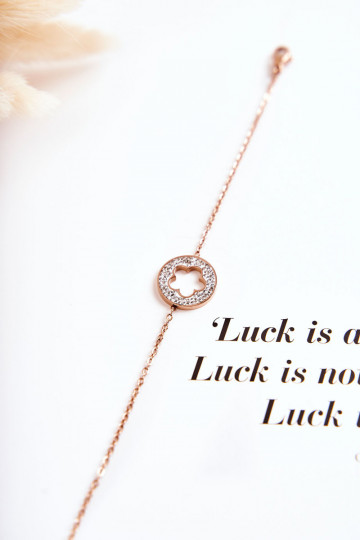 Dames Armband Beroemdheid met bloemmotieven I met zirkonium gaten rosé gouden kleur