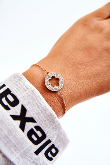 Féminin Un bracelet Célébrité avec des motifs floraux I avec œillets en zirconium couleur or rose 2