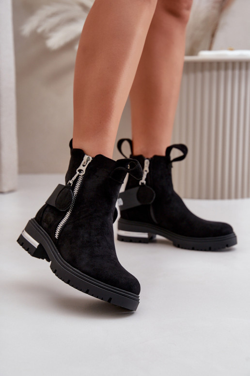 réchauffer Bottes pour femmes avec fermetures éclair couleur noire Calvaro