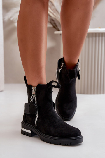 réchauffer Bottes pour femmes avec fermetures éclair couleur noire Calvaro 2