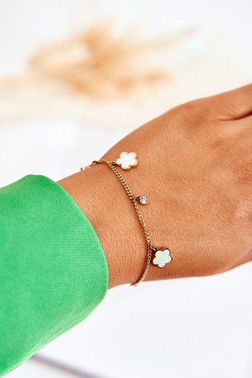 Un bracelet avec une chaîne avec des fleurs or-Blanc 2