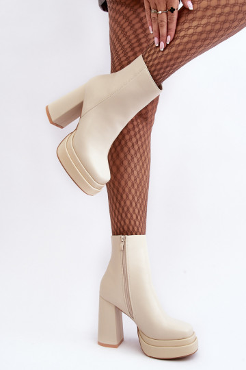 Féminin Bottes Dans un poste élevé et plateforme couleur ivoire Sandstra 2