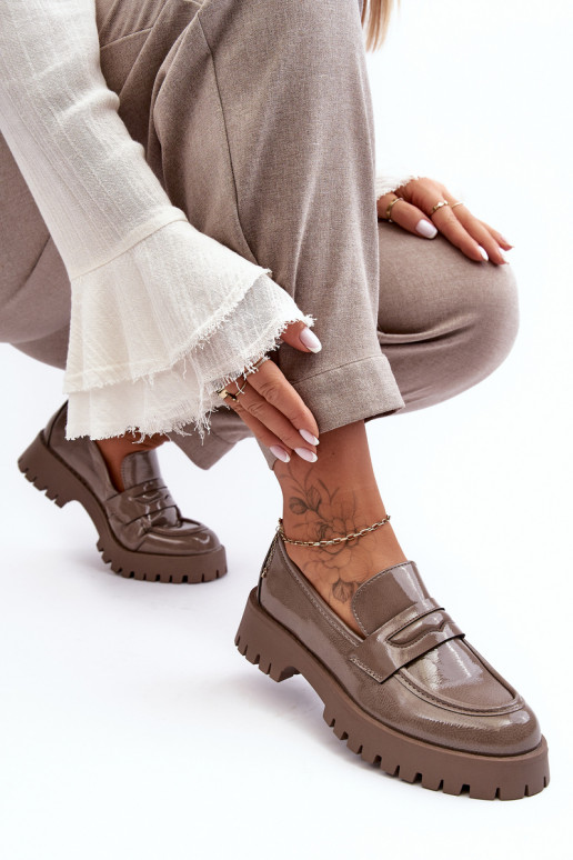 met lakeffect schoenen Mocassins met brede hakken beige Jannah