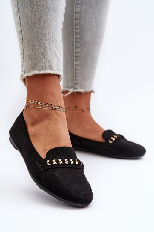 Mocassins brillants Féminin avec des chaînes couleur noire Aredilla