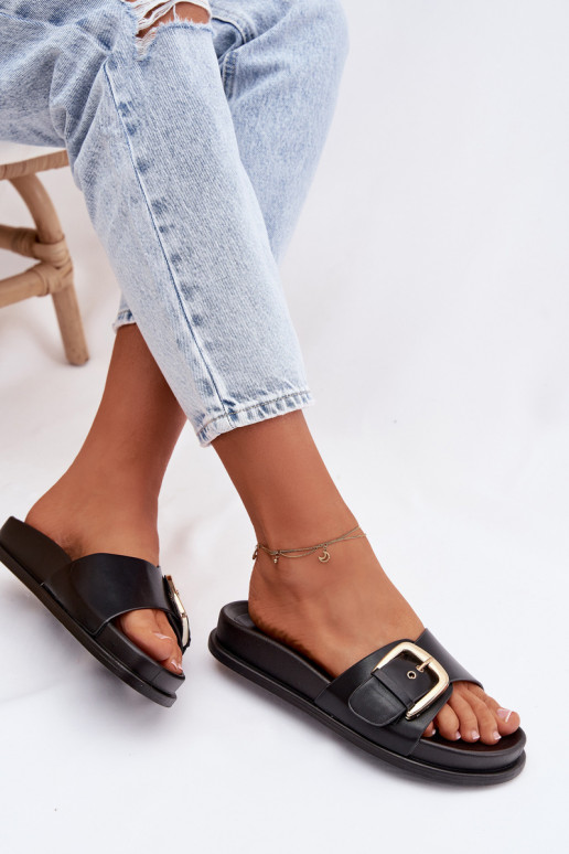 Damespantoffels met gouden gespen zInart Rosivana