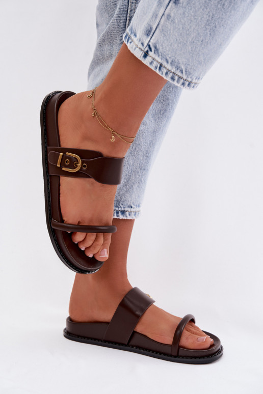 Pantoufles pour femmes avec boucles dorées CzekoladoÀe Sarilisse