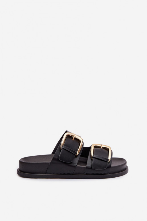 Damespantoffels Eko Leer Ze gouden kleurmi met gespenmi zInart Tervessa