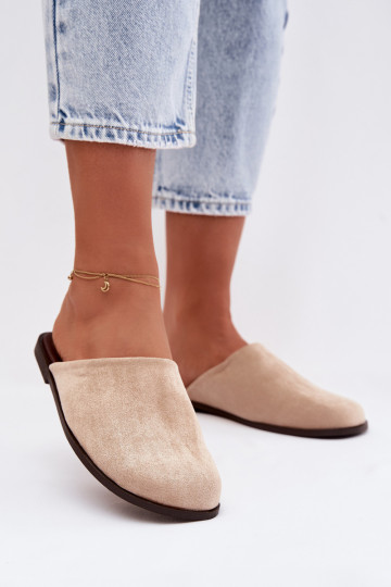 Chaussons femme en simili daim couleur sable « Veronelle »