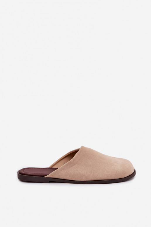 Slippers Dames platvan eco-suèdeu beige Veronelle