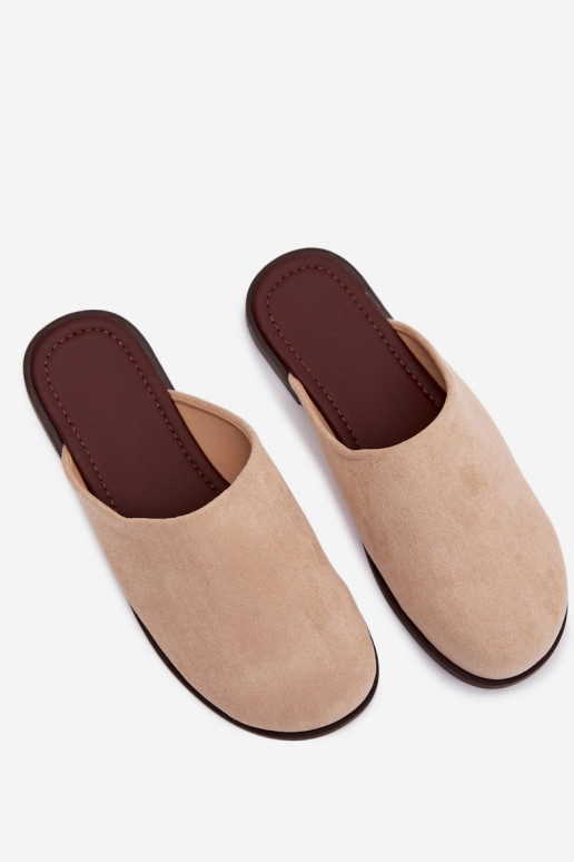 Slippers Dames platvan eco-suèdeu beige Veronelle