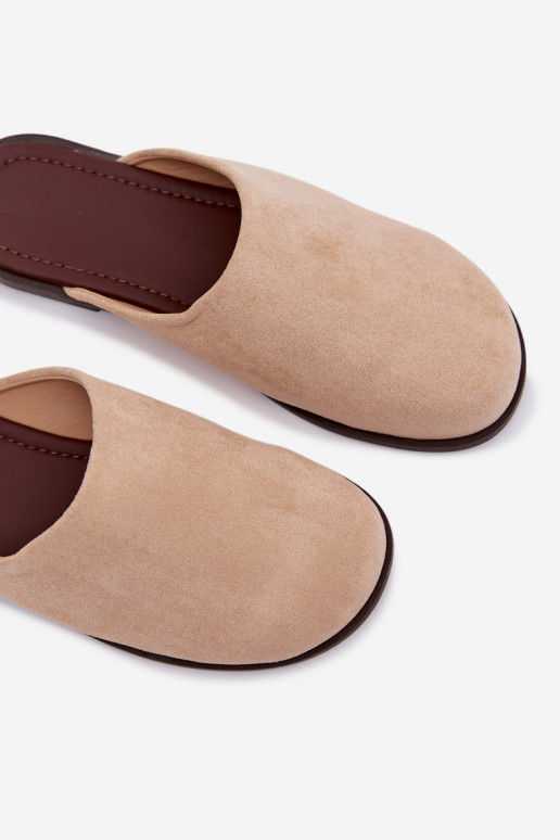 Slippers Dames platvan eco-suèdeu beige Veronelle