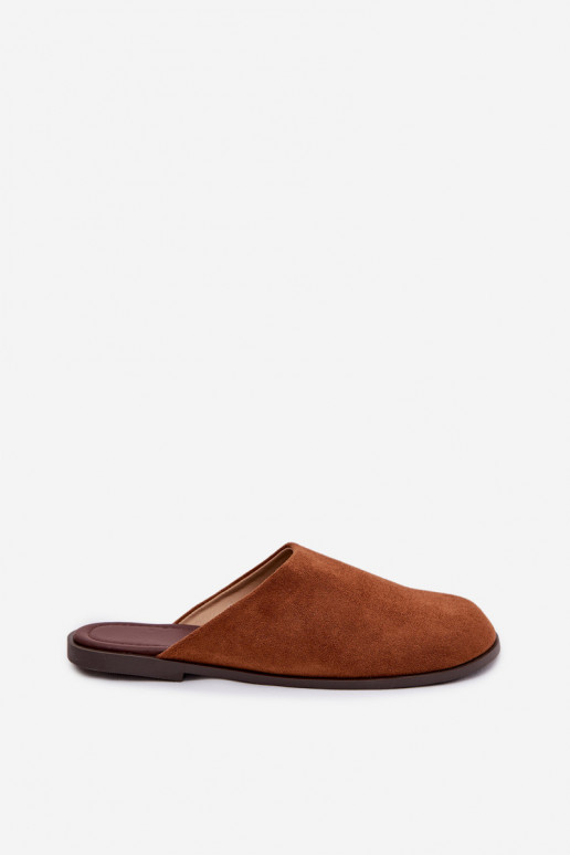 Slippers Dames platvan eco-suèdeu bruine kleur Veronelle