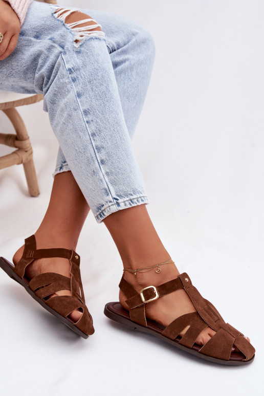 Dames sandalen Rzymianki gelijk aan bruine kleur Belanessa