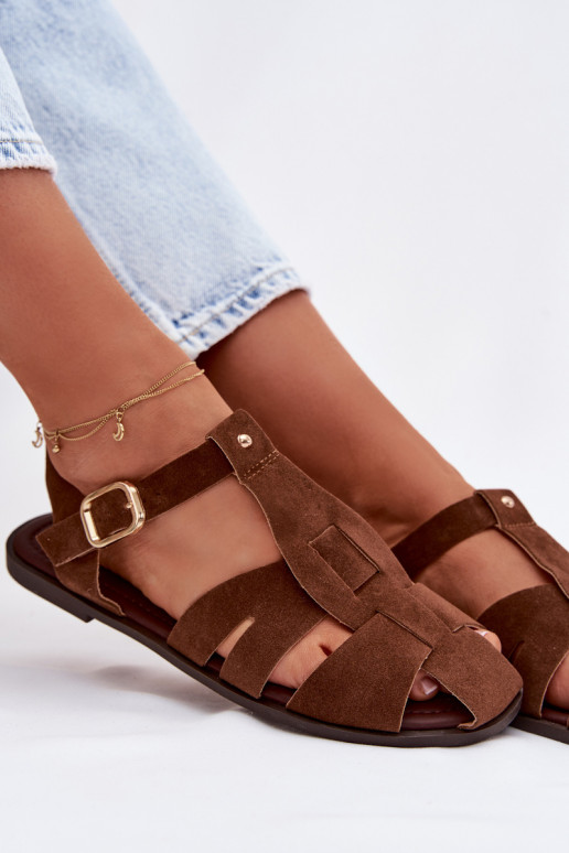 Damensandalen Rzymianki gleichschenklig braune Farbe Belanessa