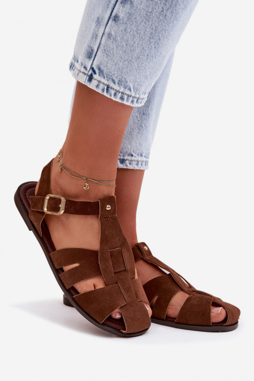 Damensandalen Rzymianki gleichschenklig braune Farbe Belanessa