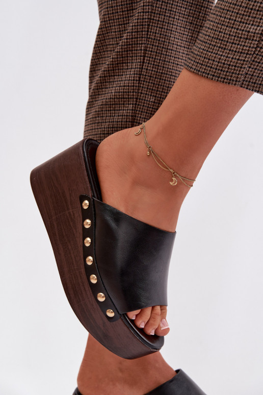 Damespantoffels Op de INig en platform Ze gouden kleurmi Studs zInart Farinelle