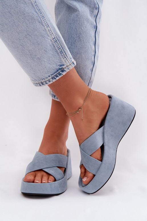 Damespantoffels Op de INigvan eco-suèdeu blauIn Calorine