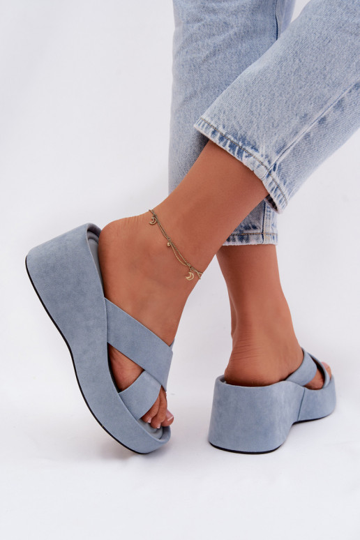 Damespantoffels Op de INigvan eco-suèdeu blauIn Calorine