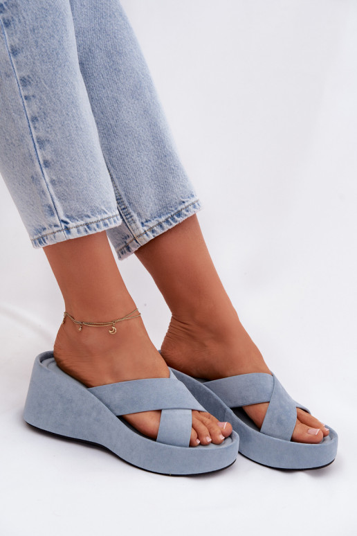 Damespantoffels Op de INigvan eco-suèdeu blauIn Calorine