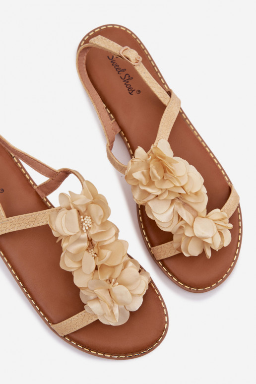 Sandalen voor dames Met sierlijki met bloemmotievenkami gouden kleur Noemia