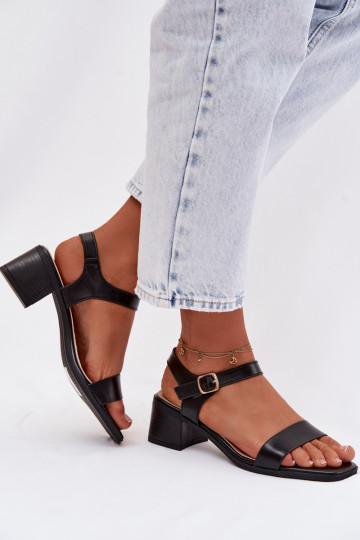 Sandales en simili cuir avec plateforme de couleur noire Sabela