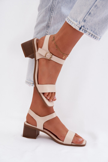 Dames sandalen Eko Leer Op Klok beige Sabela