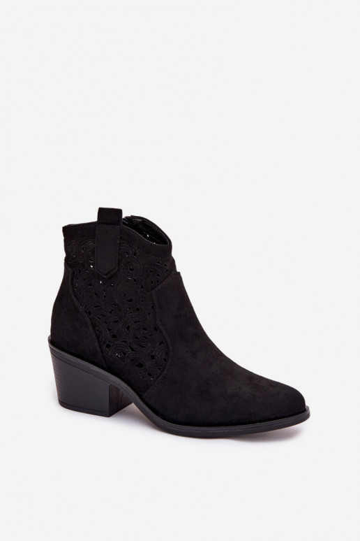 OpengeInerkte laarzen coInboystijl Dames met hakken S.Barski HY61-8012 zInart