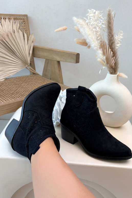 Durchbrochene Stiefel CoZuboy-Stil Feminin mit Absätzen S.Barski HY61-8012 schZuarze Farbe