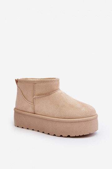 Damen-Schneestiefel mit Plateausohle elfenbeinfarbene Farbe Mennja