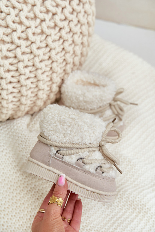 Zuarm Stiefel Schneestiefel Kindisch mit Riemen Beige Asija