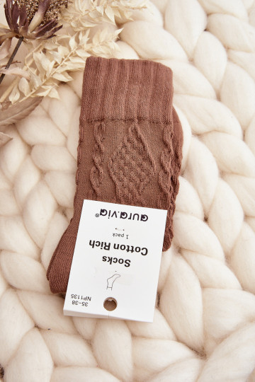 Skarpety Feminin mit Aufdruck Dunkel braune Farbe