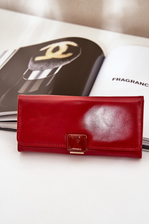 Eko Leder Gładki Damenbrieftasche rote Farbe Erolia