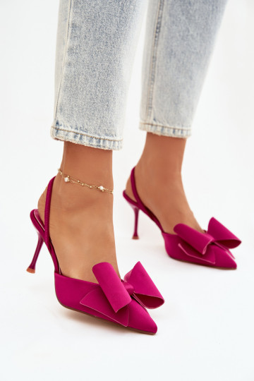 Rosa High Heels mit offenen Fersen und Schleife „Eklevia"