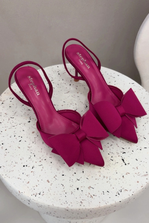 Rosa High Heels mit offenen Fersen und Schleife „Eklevia"