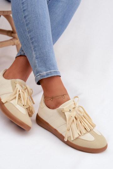 Sneakers model schoenen Dames met kInastjes geel Dorivelle