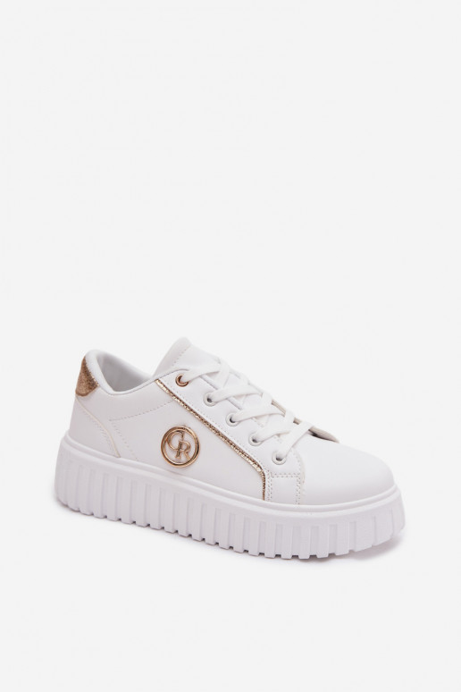 Chaussures modèle baskets Féminin avec une plateforme Avec des décorations Detalem couleur blanche Iselora