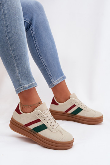 Dames schoenen in sneakerstijl met plateau zandkleurig Janivelle
