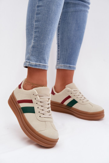 Dames schoenen in sneakerstijl met plateau zandkleurig Janivelle 2