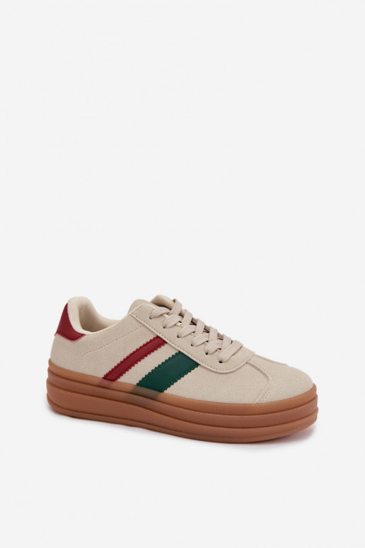 Sneakers Stilvollllschuhe Feminin mit einer Plattform Beige Janivelle