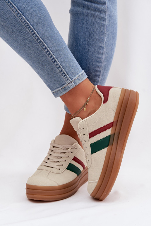 Sneakers model schoenen Dames met platform beige Janivelle